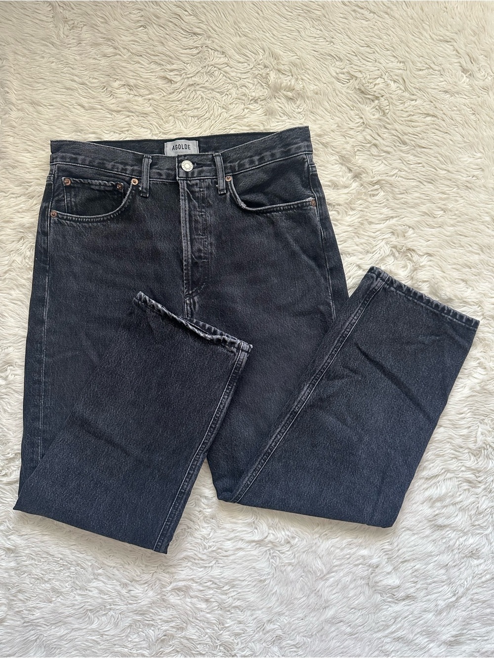 Agolde Jeans Women’s 90’s Crop Straight Leg Cropped A173C-1346 Black Sz 26